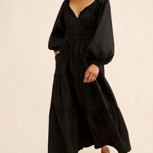 Anthropologie Black Maxi Dress with Long Sleeves